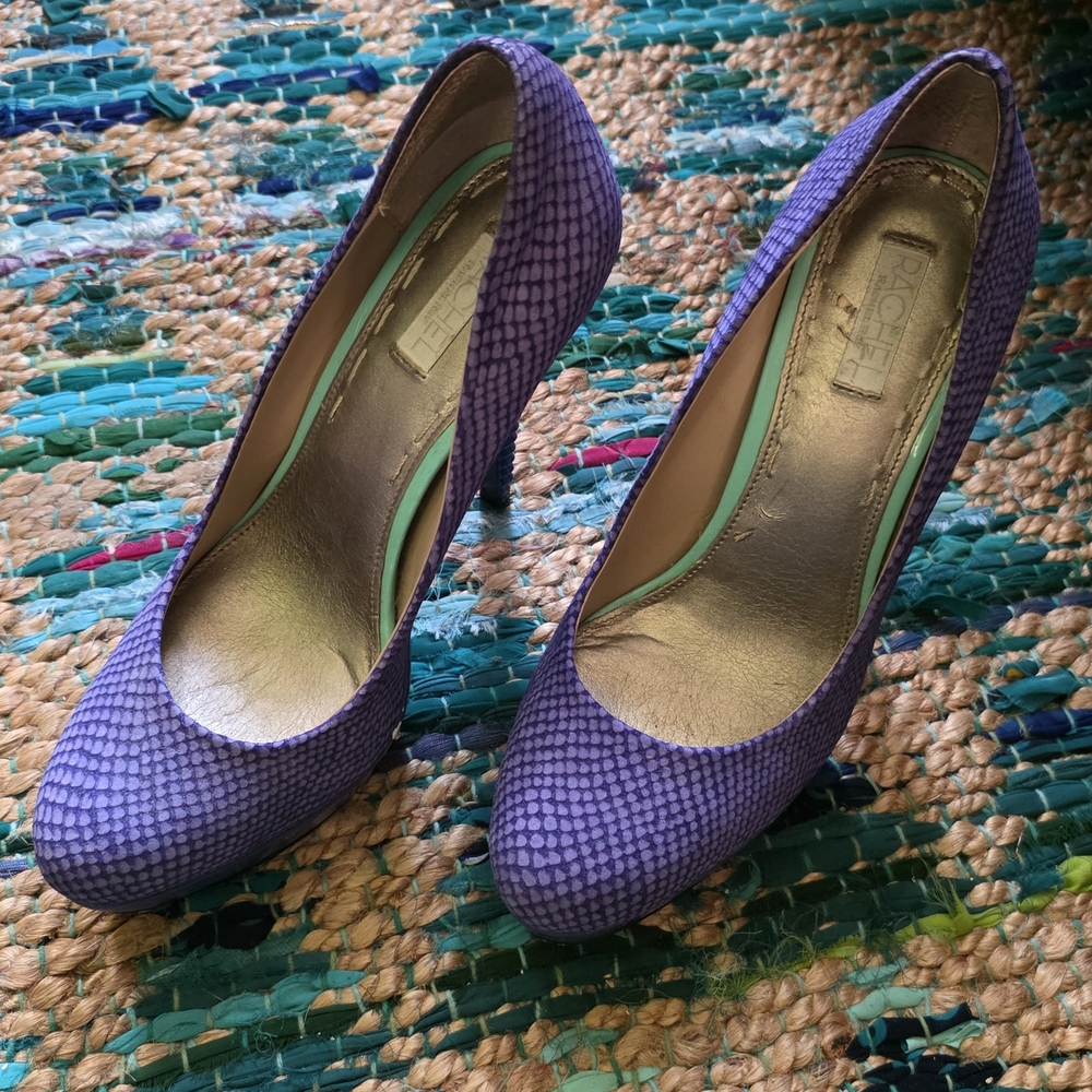 RACHEL ROY Leather Kamaria Reptile Platform Pump-Blue-9